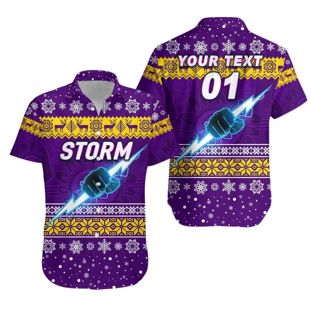 (Custom Personalised) Melbourne Storm Hawaiian Shirt Christmas Simple Style   Purple Lt8_1