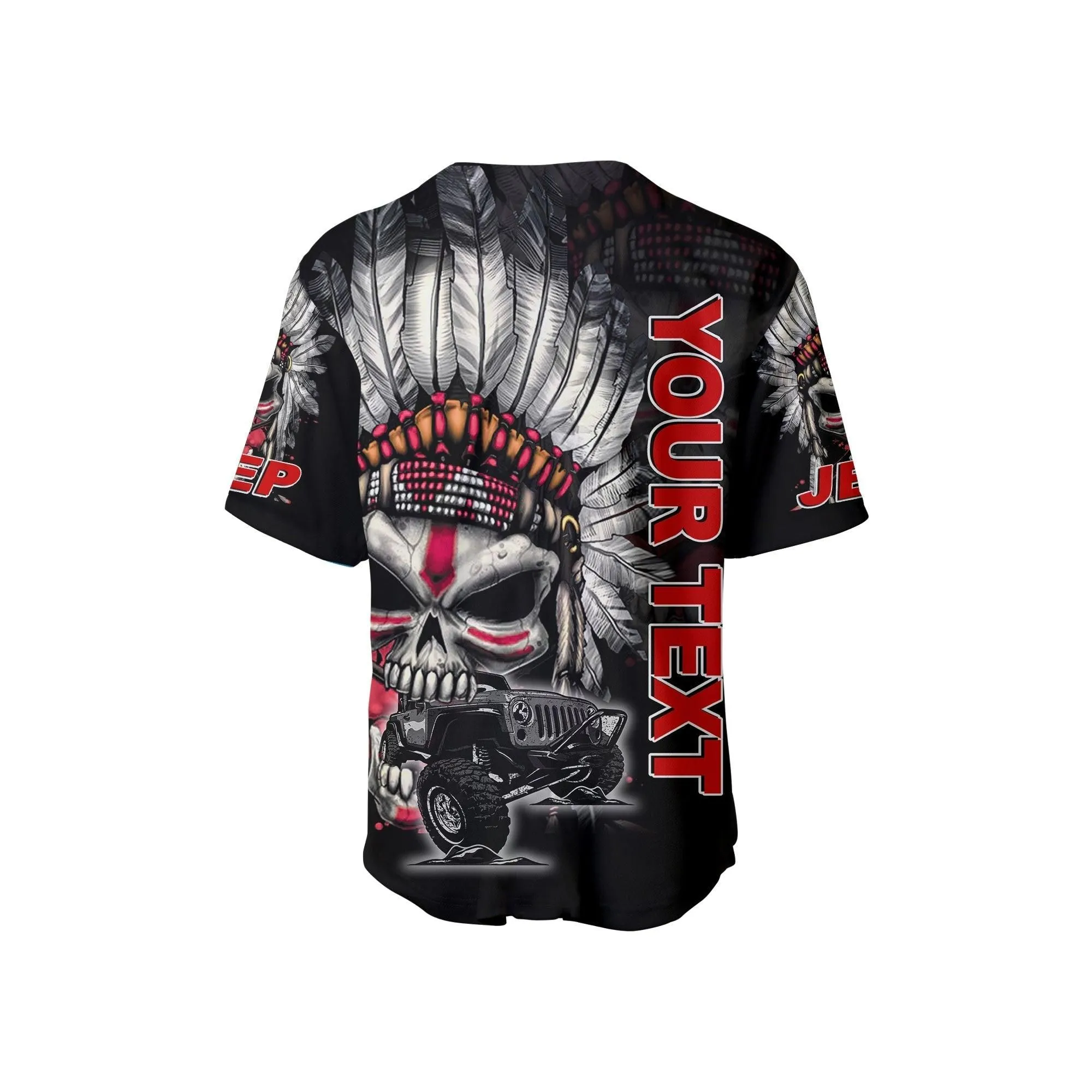 (Custom Personalised) Native Skull Jeep Baseball Jersey Shirt Angry Skull Lt6_1