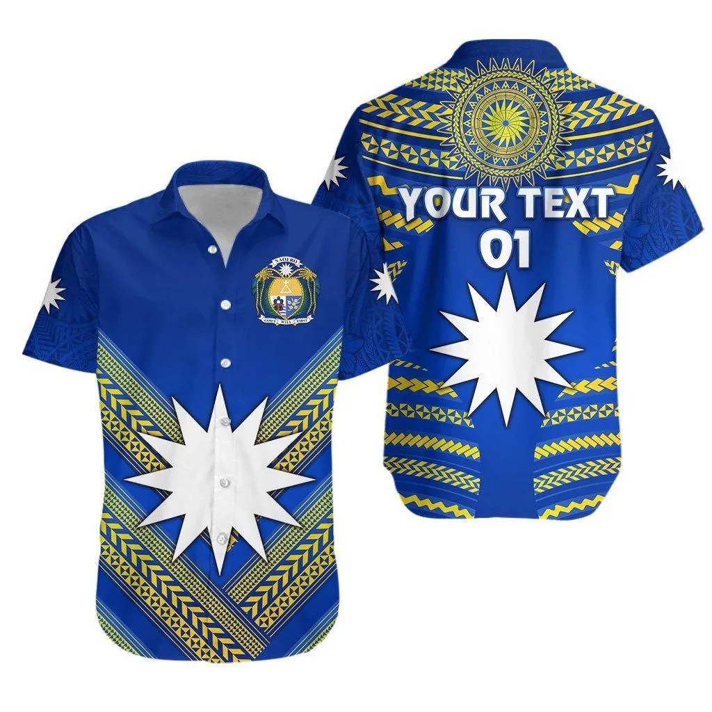 (Custom Personalised) Nauru Polynesian Flag Hawaiian Shirt Creative Style   Blue, Custom Text And Number Lt8_1