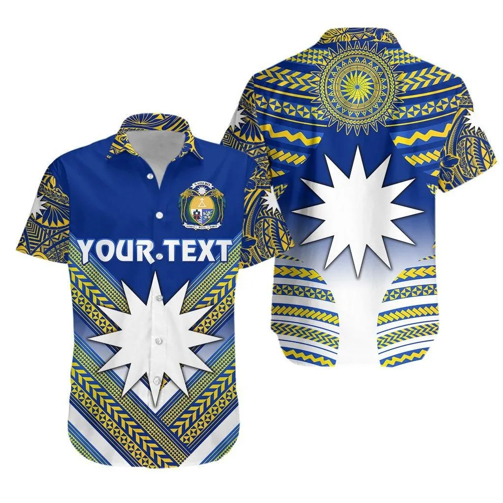 (Custom Personalised) Nauru Polynesian Flag Hawaiian Shirt Creative Style   Blue No1 Lt8_1