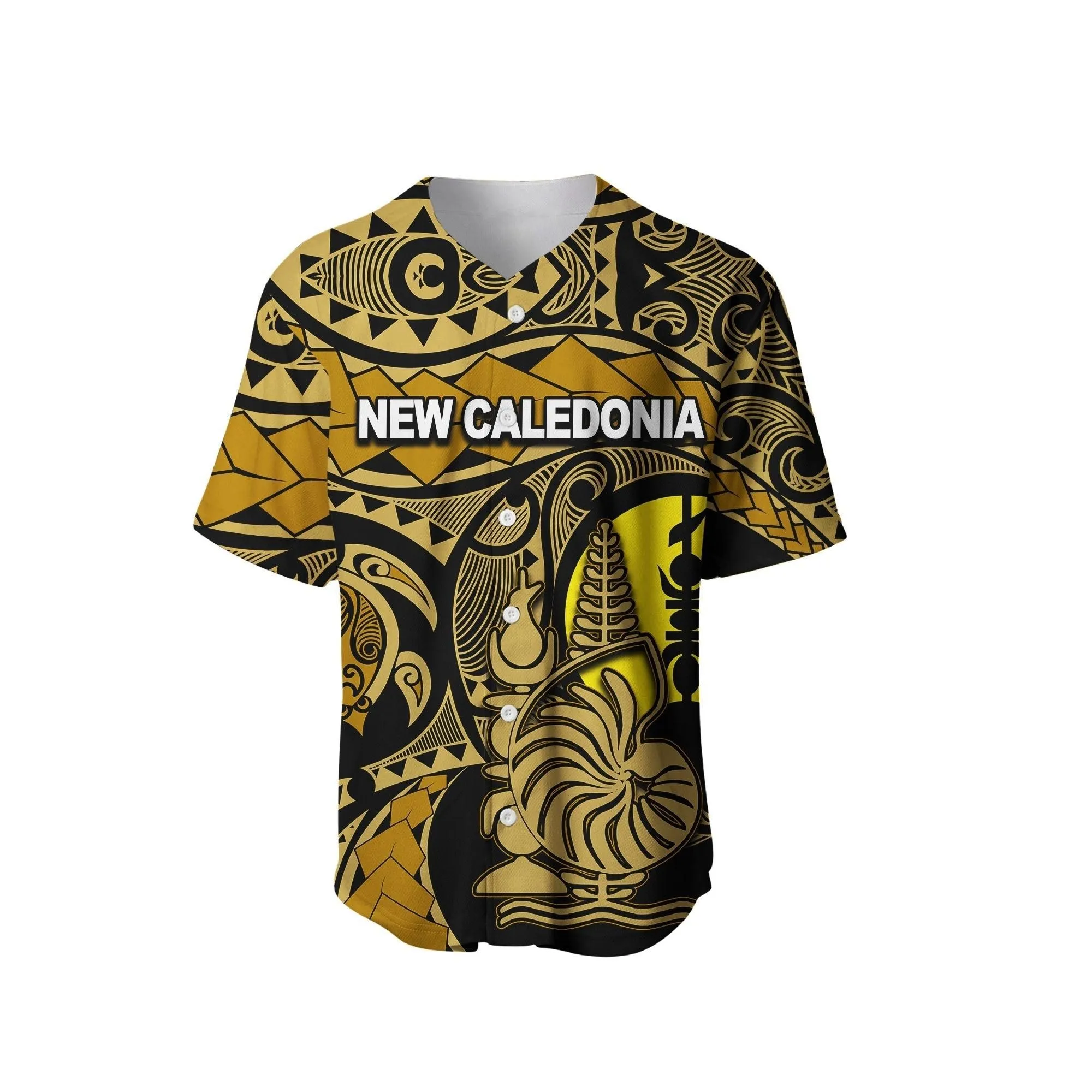 (Custom Personalised) New Caledonia Baseball Shirt Gold Color Lt6_0