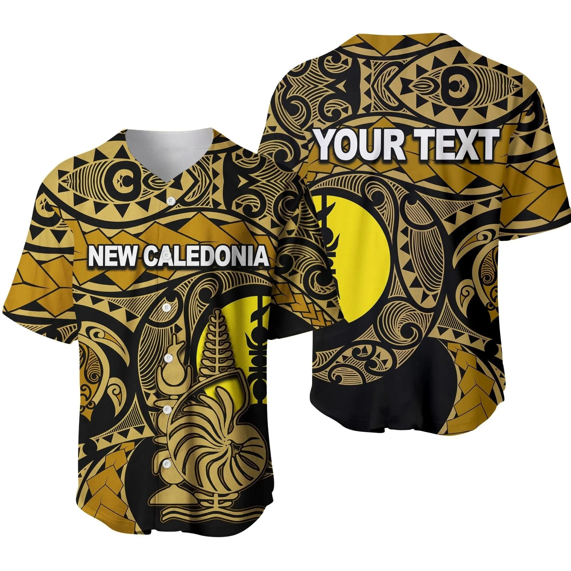 (Custom Personalised) New Caledonia Baseball Shirt Gold Color Lt6_2