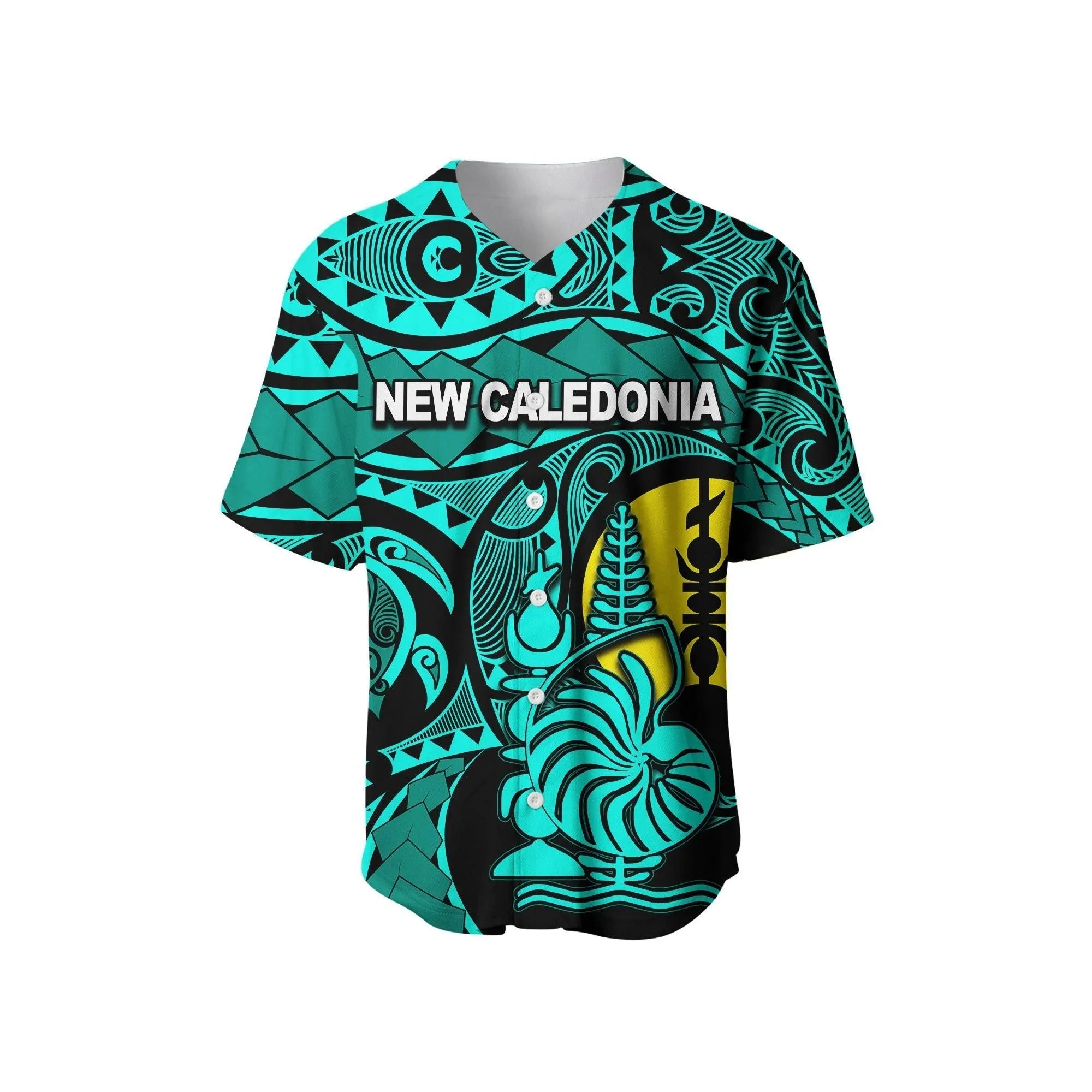 (Custom Personalised) New Caledonia Baseball Shirt Turquoise Color Lt6_0