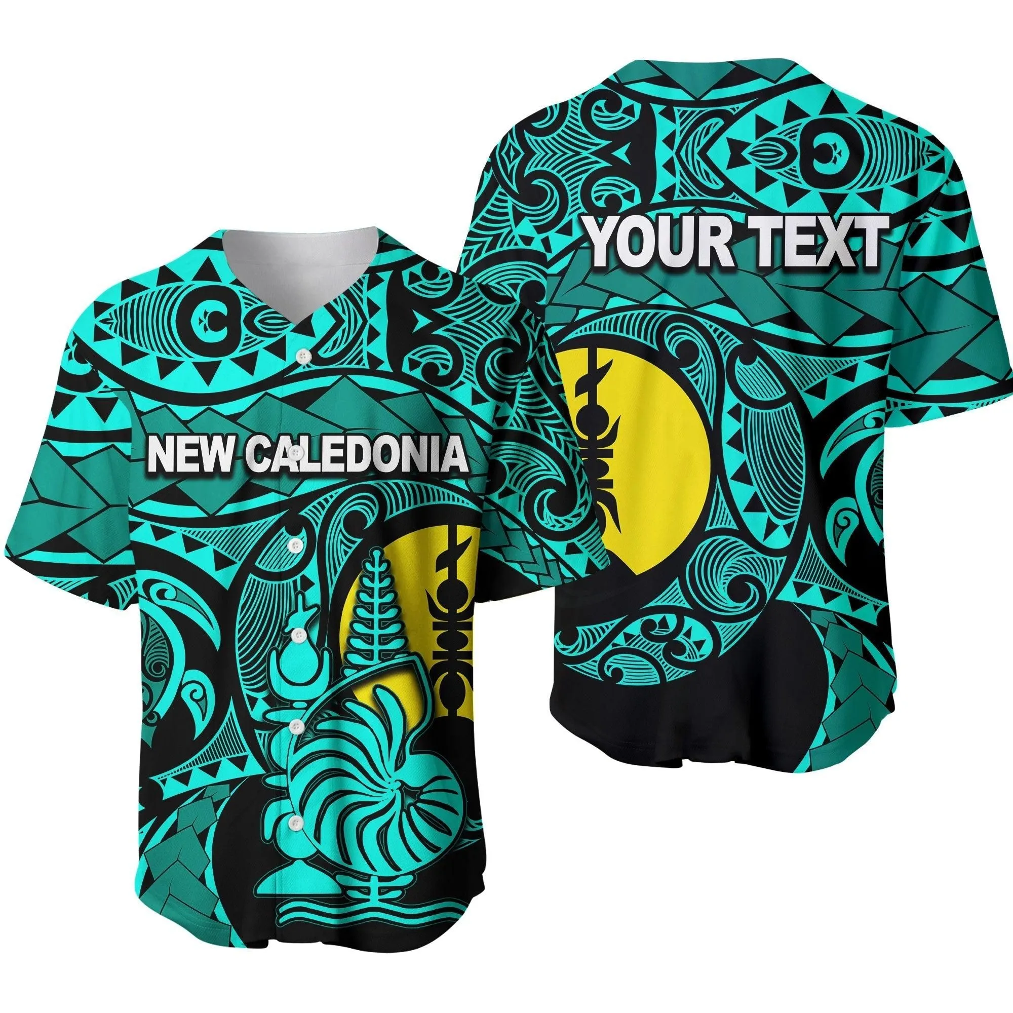 (Custom Personalised) New Caledonia Baseball Shirt Turquoise Color Lt6_2
