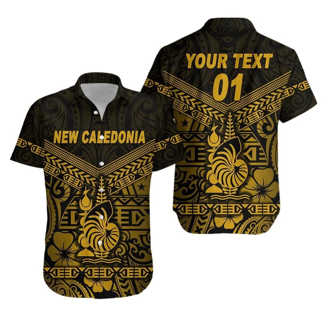 (Custom Personalised) New Caledonia Hawaiian Shirt Simple Style   Gold Lt8_1