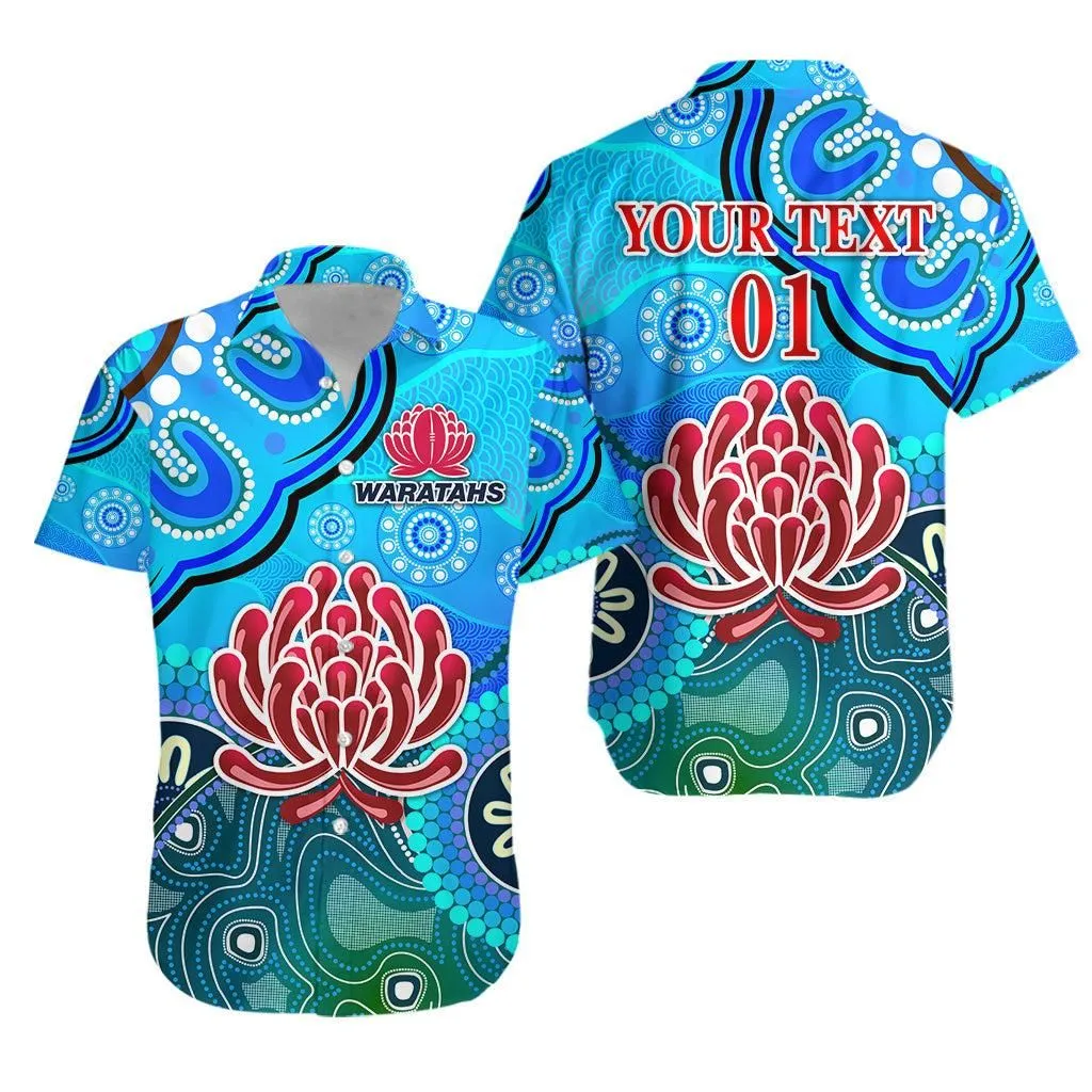 (Custom Personalised) New South Wales Waratahs Aboriginal Hawaiian Shirt Indigenous Wave Vibes Lt8_1