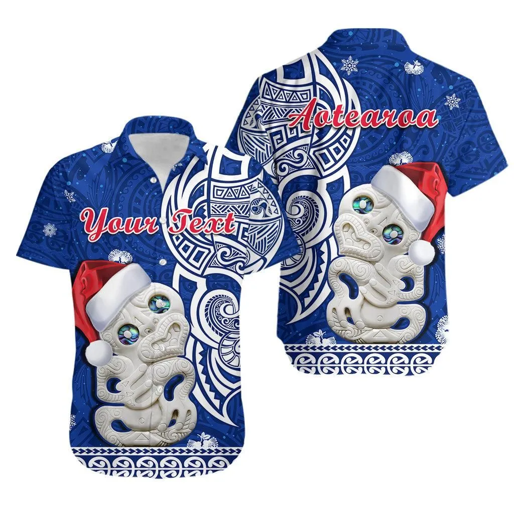 (Custom Personalised) New Zealand Christmas Hawaiian Shirt Hei Tiki Blue Pohutukawa Meri Kirihimete Lt14_0