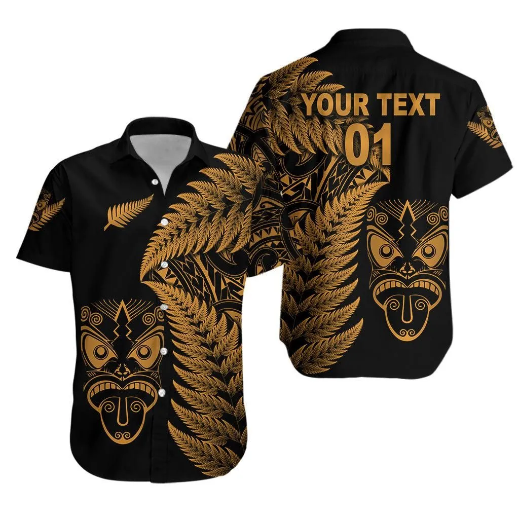 (Custom Personalised) New Zealand Haka Rugby Maori Hawaiian Shirt Silver Fern Vibes   Gold Lt8_1