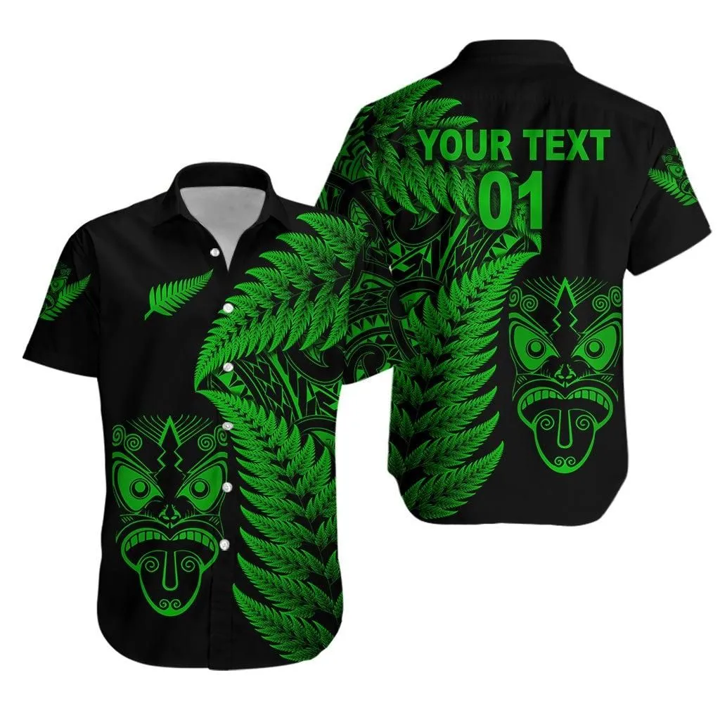 (Custom Personalised) New Zealand Haka Rugby Maori Hawaiian Shirt Silver Fern Vibes   Green Lt8_1