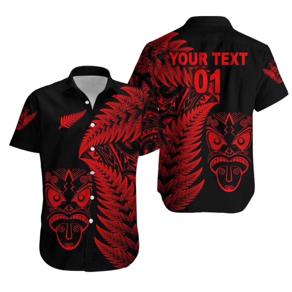 (Custom Personalised) New Zealand Haka Rugby Maori Hawaiian Shirt Silver Fern Vibes   Red Lt8_1