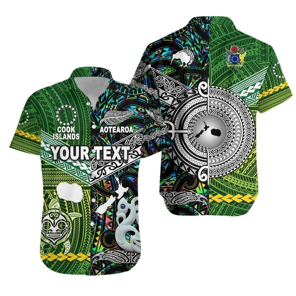 (Custom Personalised) New Zealand Maori Aotearoa Hawaiian Shirt Cook Islands Together   Paua Shell Lt8_1