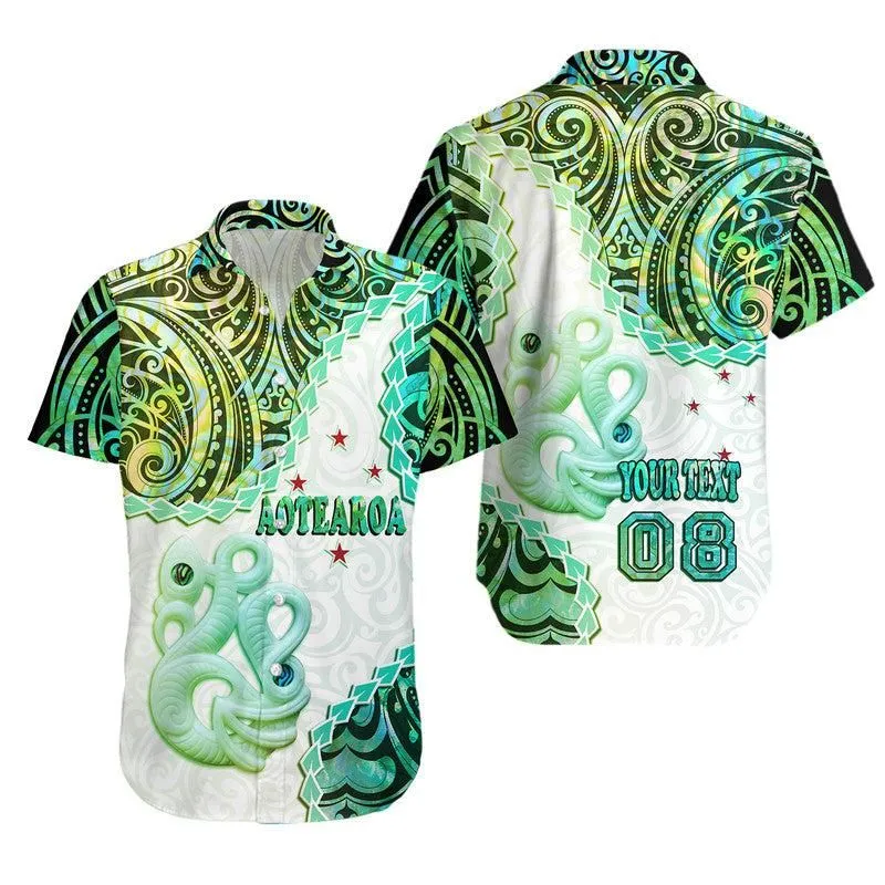 (Custom Personalised) New Zealand Maori Hawaiian Shirt Aotearoa Manaia Green Paua Shell Lt9_0