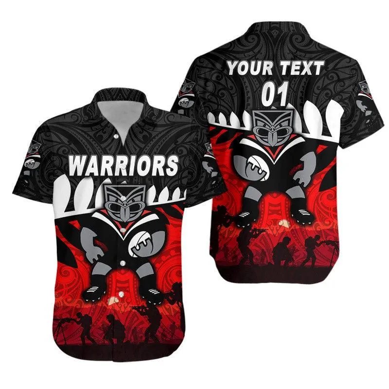 (Custom Personalised) New Zealand Warriors Anzac 2022 Hawaiian Shirt Maori Simple Style Lt8_1