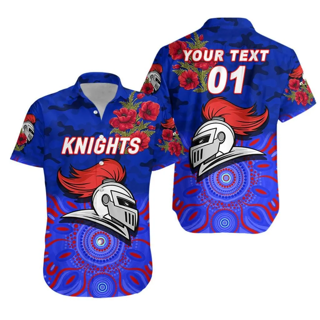 (Custom Personalised) Newcastle Knights Anzac 2022 Hawaiian Shirt Indigenous Vibes Lt8_1