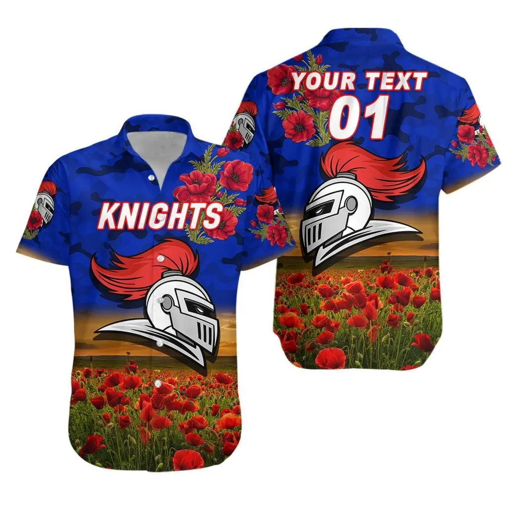 (Custom Personalised) Newcastle Knights Anzac 2022 Hawaiian Shirt Poppy Flowers Vibes Lt8_1