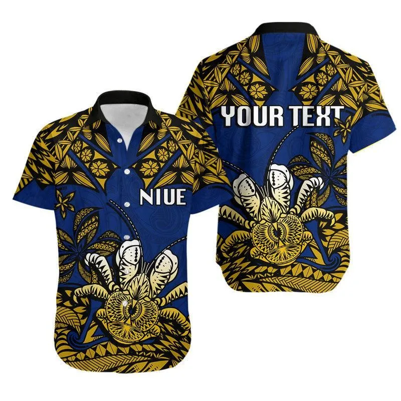 Custom Personalised Niue Uga Hawaiian Shirt Tribal Patterns Blue Style Lt6_0