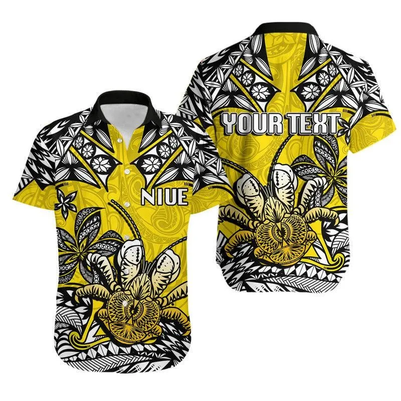 Custom Personalised Niue Uga Hawaiian Shirt Tribal Patterns Yellow Style Lt6_0