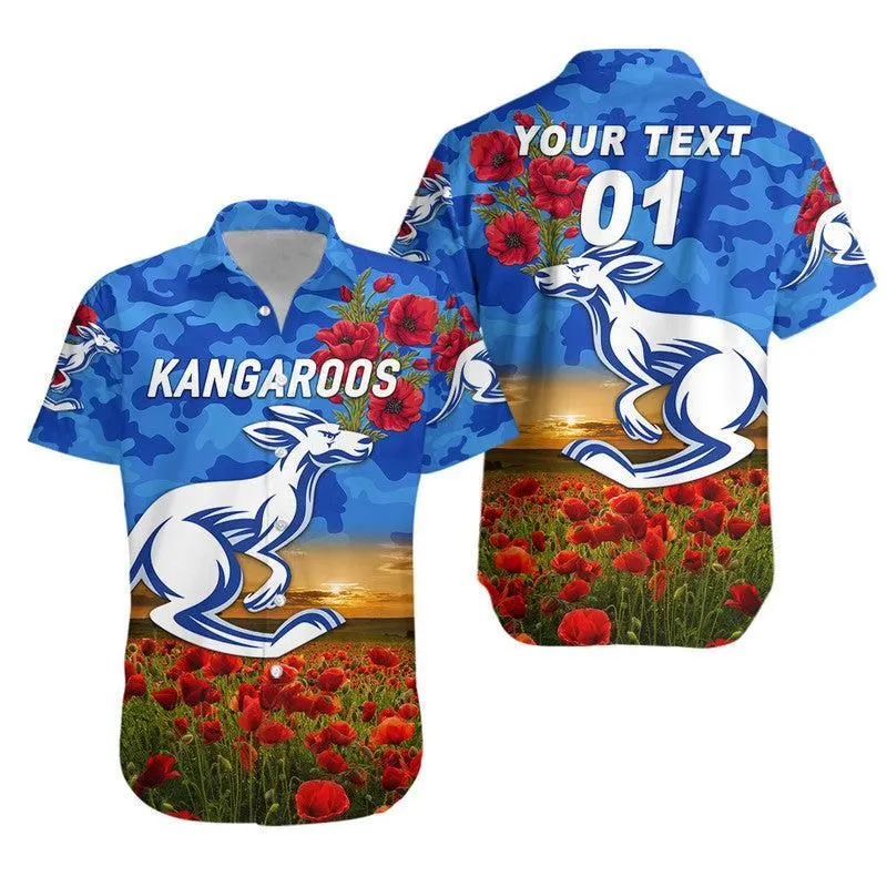 (Custom Personalised) North Melbourne Kangaroos Anzac Hawaiian Shirt Poppy Vibes Lt8_1