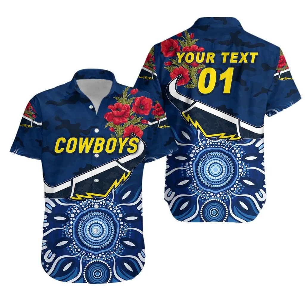 (Custom Personalised) North Queensland Cowboys Anzac 2022 Hawaiian Shirt Indigenous Vibes   Blue Lt8_1