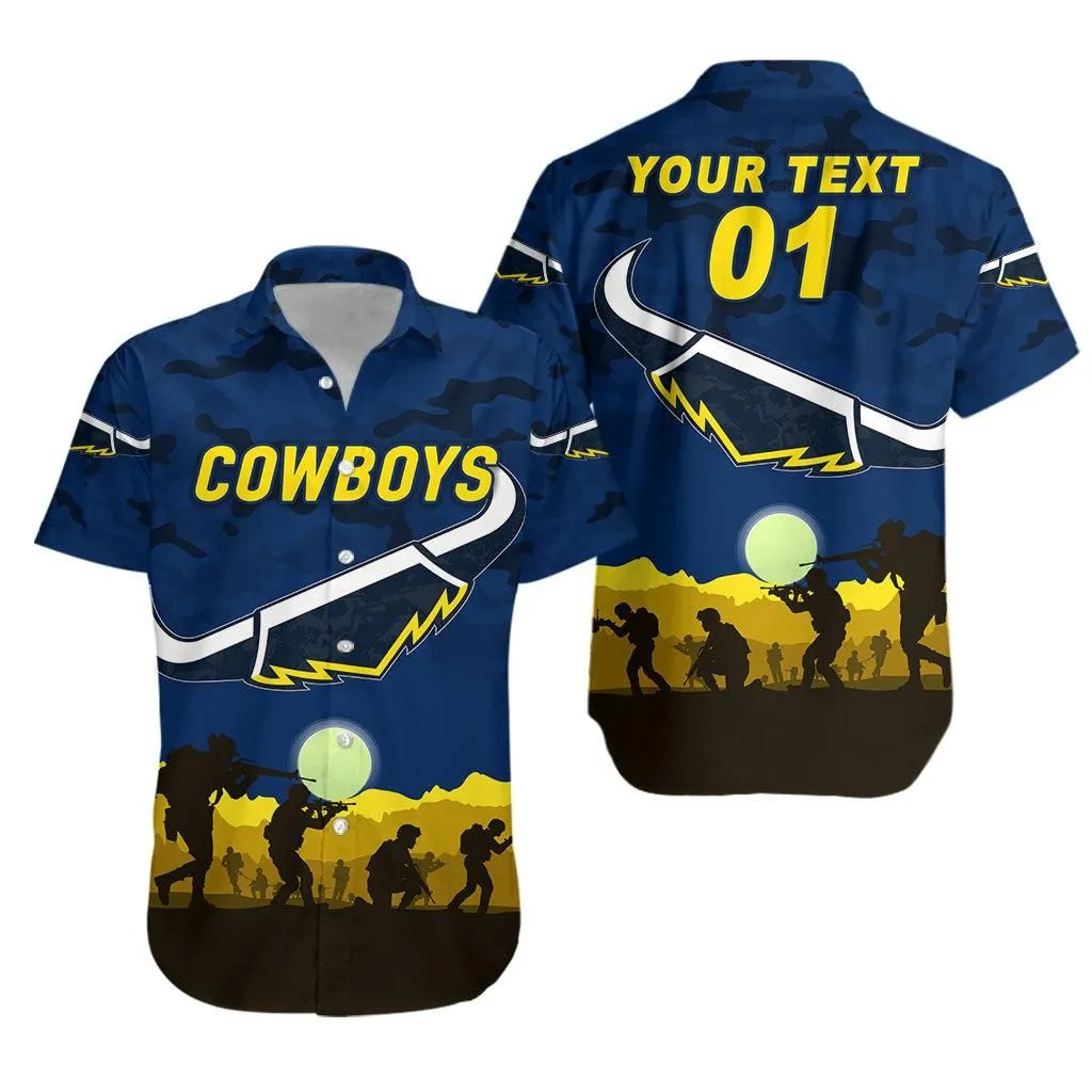 (Custom Personalised) North Queensland Cowboys Anzac 2022 Hawaiian Shirt Simple Style   Blue Lt8_1