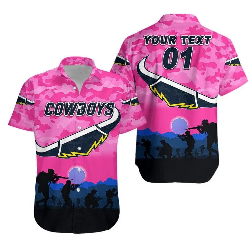 (Custom Personalised) North Queensland Cowboys Anzac 2022 Hawaiian Shirt Simple Style   Pink Lt8_1