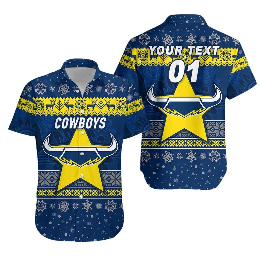 (Custom Personalised) North Queensland Cowboys Hawaiian Shirt Christmas Simple Style Lt8_1