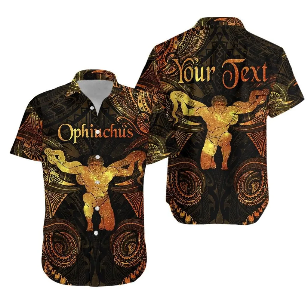 (Custom Personalised) Ophiuchus Zodiac Polynesian Hawaiian Shirt Unique Style   Gold Lt8_1