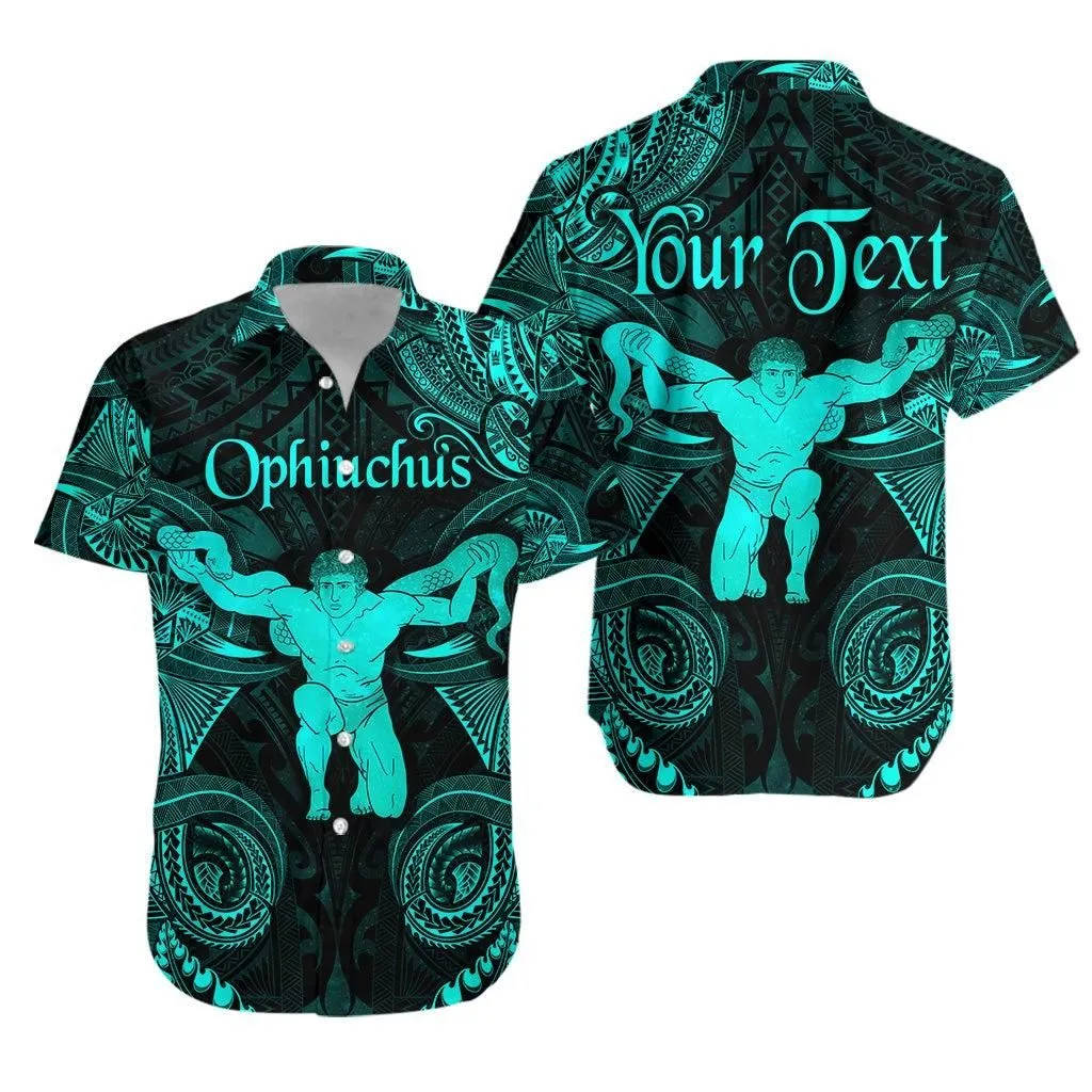 (Custom Personalised) Ophiuchus Zodiac Polynesian Hawaiian Shirt Unique Style   Turquoise Lt8_1
