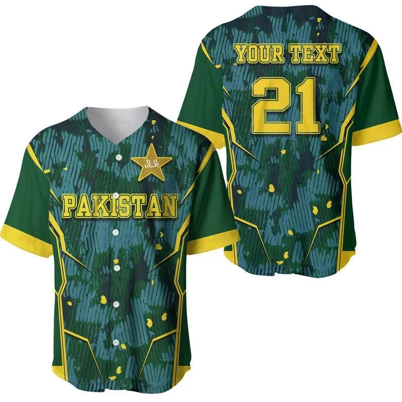(Custom Personalised) Pakistan Men In Green Cricket Team Baseball Jersey Green Shirts Sport Style Lt9_0