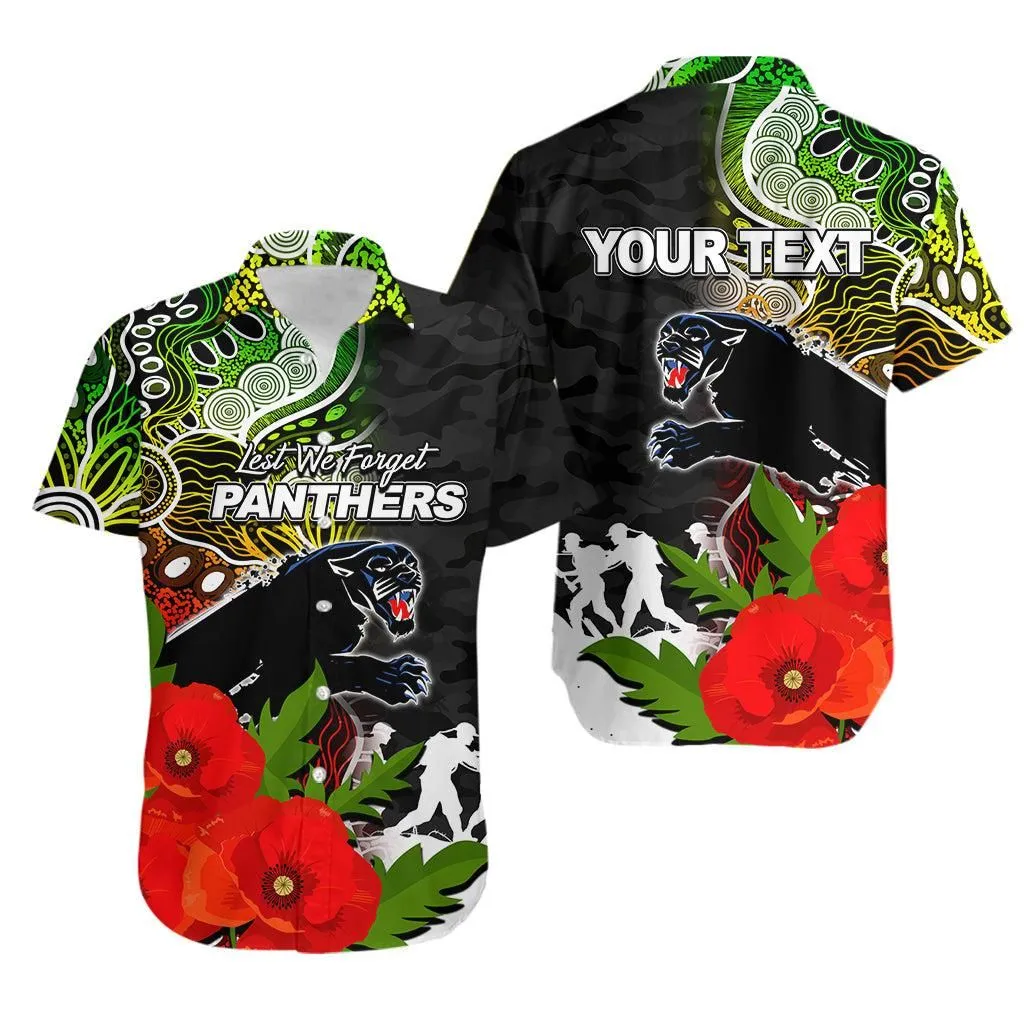 (Custom Personalised) Panthers Anzac Day Aboriginal Mix Army Patterns Hawaiian Shirt Lt6_1
