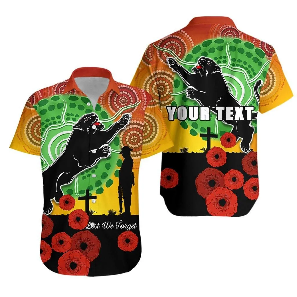 (Custom Personalised) Panthers Anzac Day Hawaiian Shirt Mix Indigenous Lest We Forget_1