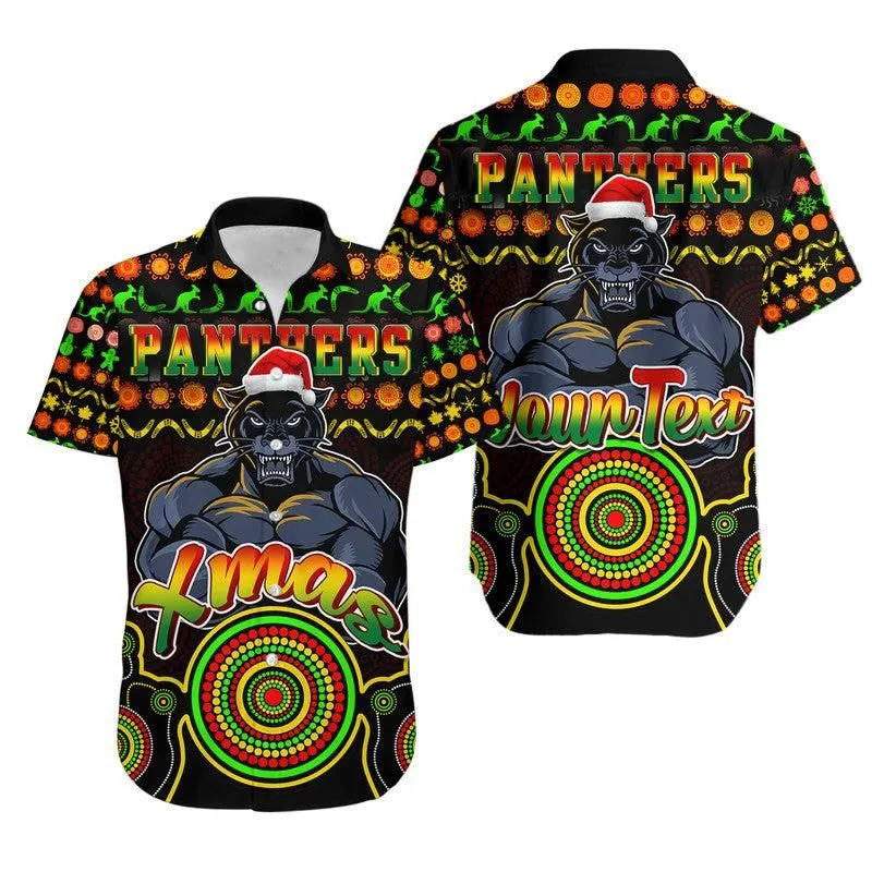 Custom Personalised Panthers Christmas Vibe With Aboriginal Dot Panting Style Hawaiian Shirt  Lt9_0