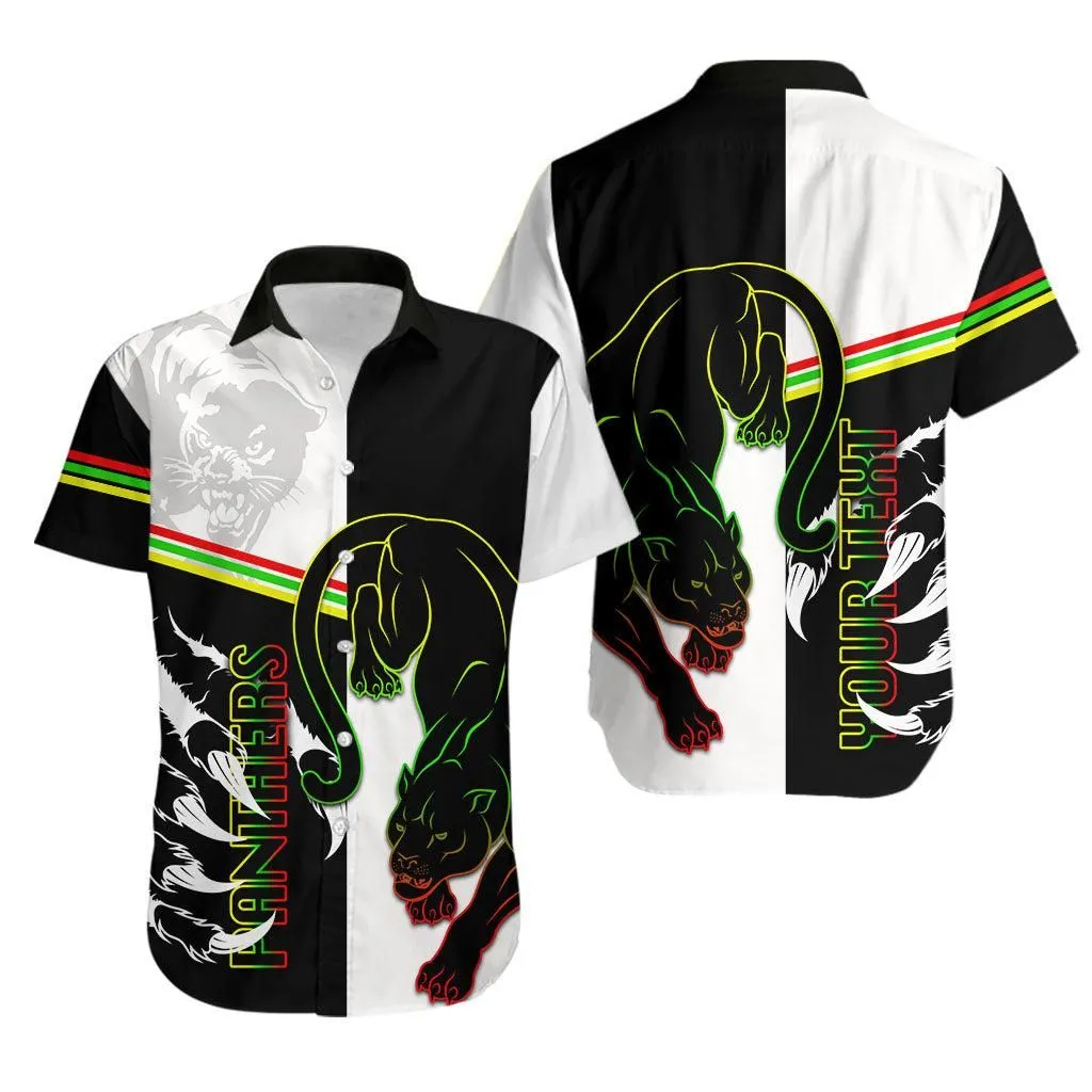 (Custom Personalised) Panthers Hawaiian Shirt Claws Half Black   White Style Lt6_1