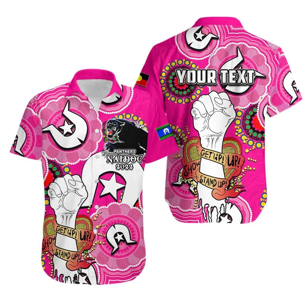 (Custom Personalised) Panthers Rugby Naidoc Week 2022 Hawaiian Shirt Lets Fight Together Pink Style Lt6_0