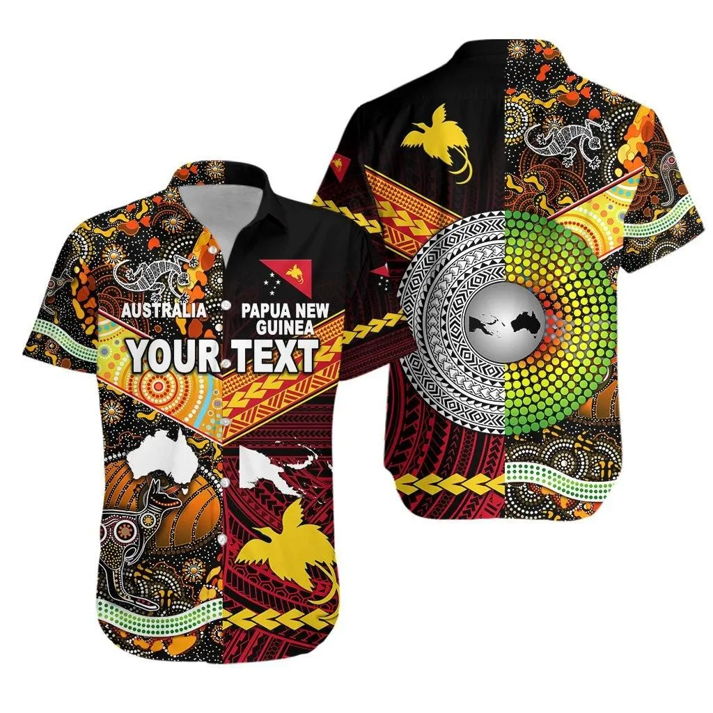 (Custom Personalised) Papua New Guinea And Australia Aboriginal Hawaiian Shirt Together Lt8_1