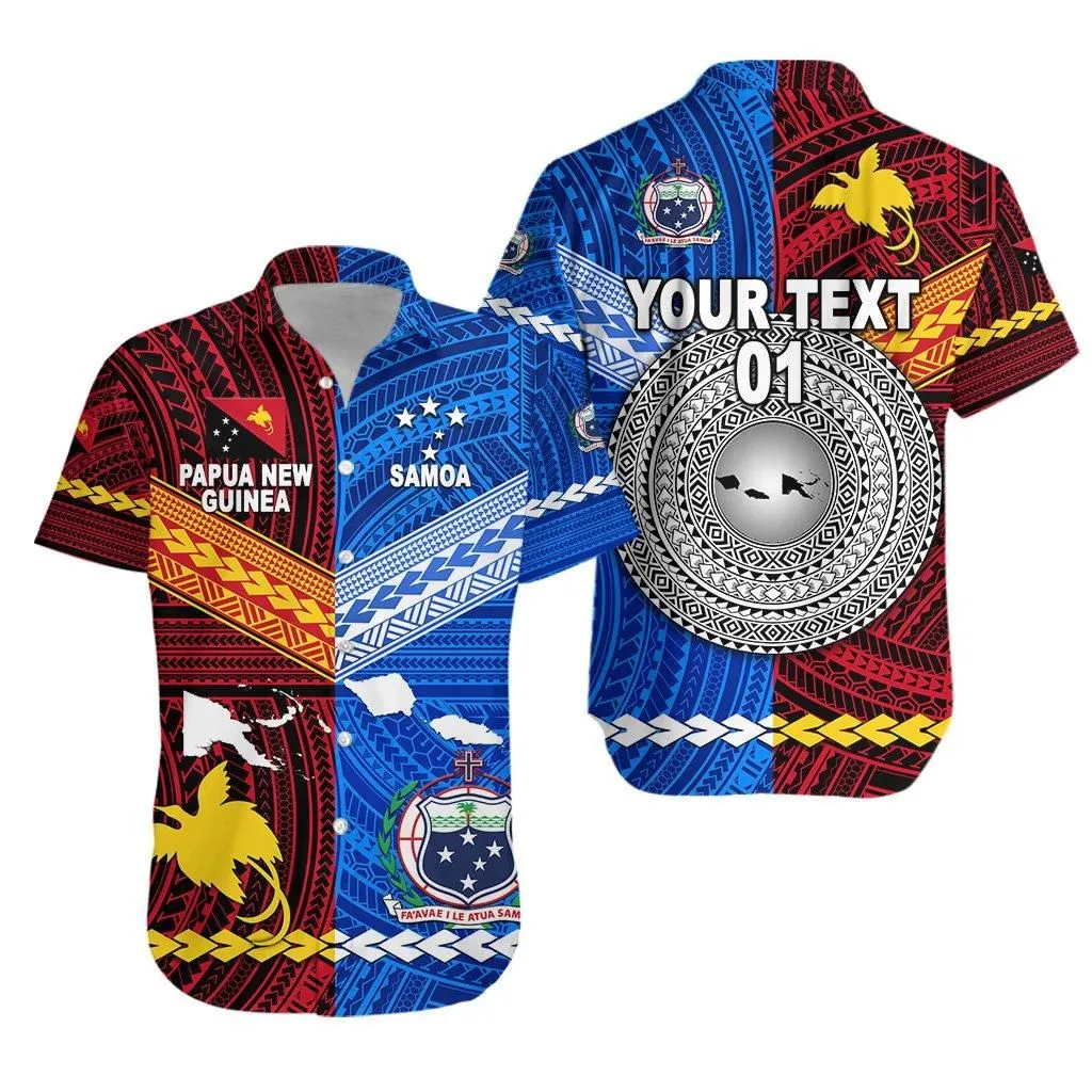 (Custom Personalised) Papua New Guinea And Samoa Together Hawaiian Shirt, Custom Text And Number Lt8_1