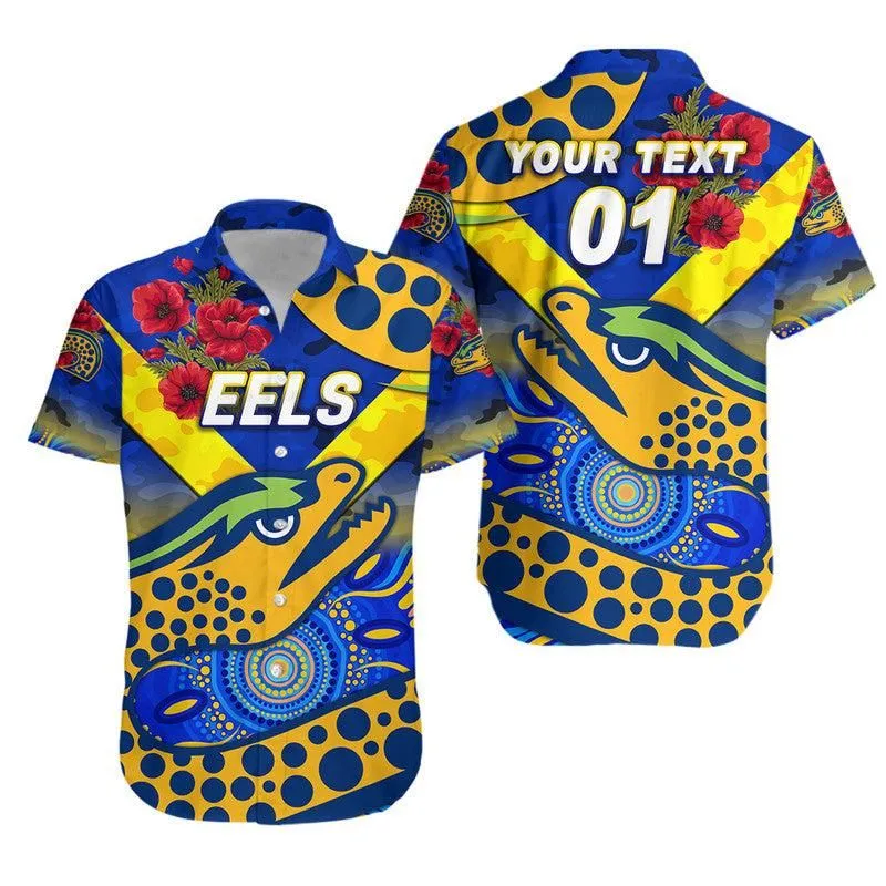 (Custom Personalised) Parramatta Eels Anzac 2022 Hawaiian Shirt Indigenous Vibes   Blue Lt8_1