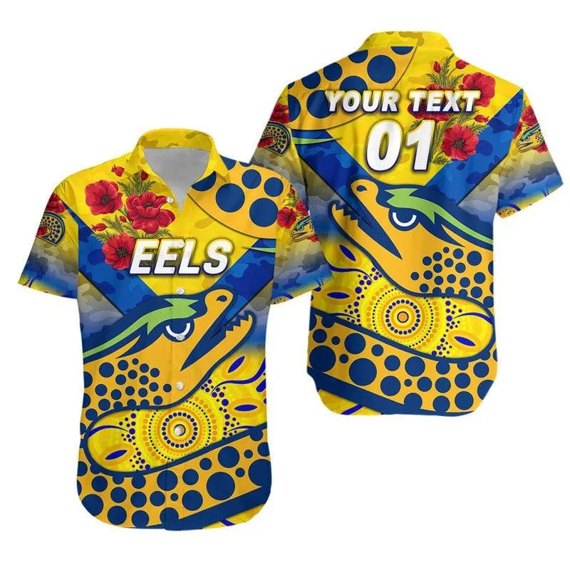(Custom Personalised) Parramatta Eels Anzac 2022 Hawaiian Shirt Indigenous Vibes   Gold Lt8_1