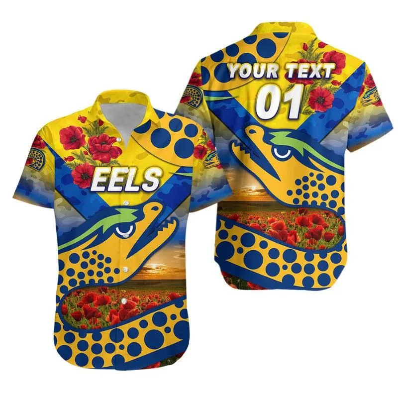 (Custom Personalised) Parramatta Eels Anzac 2022 Hawaiian Shirt Poppy Flowers Vibes   Gold Lt8_1
