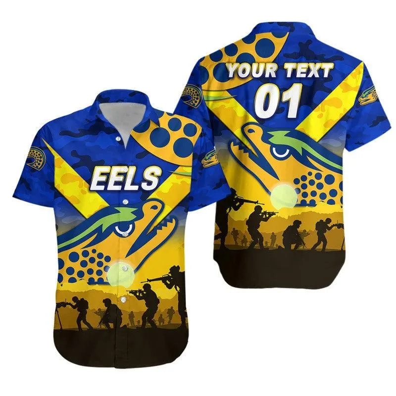 (Custom Personalised) Parramatta Eels Anzac 2022 Hawaiian Shirt Simple Style   Blue Lt8_1