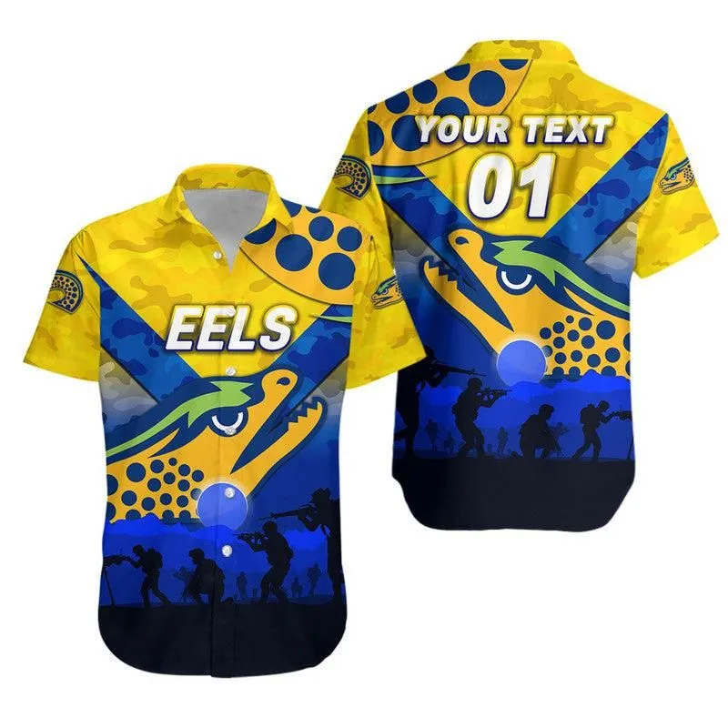(Custom Personalised) Parramatta Eels Anzac 2022 Hawaiian Shirt Simple Style   Gold Lt8_1