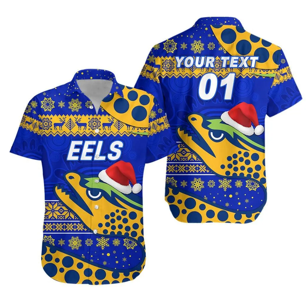 (Custom Personalised) Parramatta Eels Hawaiian Shirt Christmas Simple Style   Blue Lt8_1