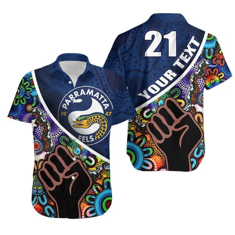 (Custom Personalised) Parramatta Eels Hawaiian Shirt Eels Indigenous Aboriginal Lt9_0