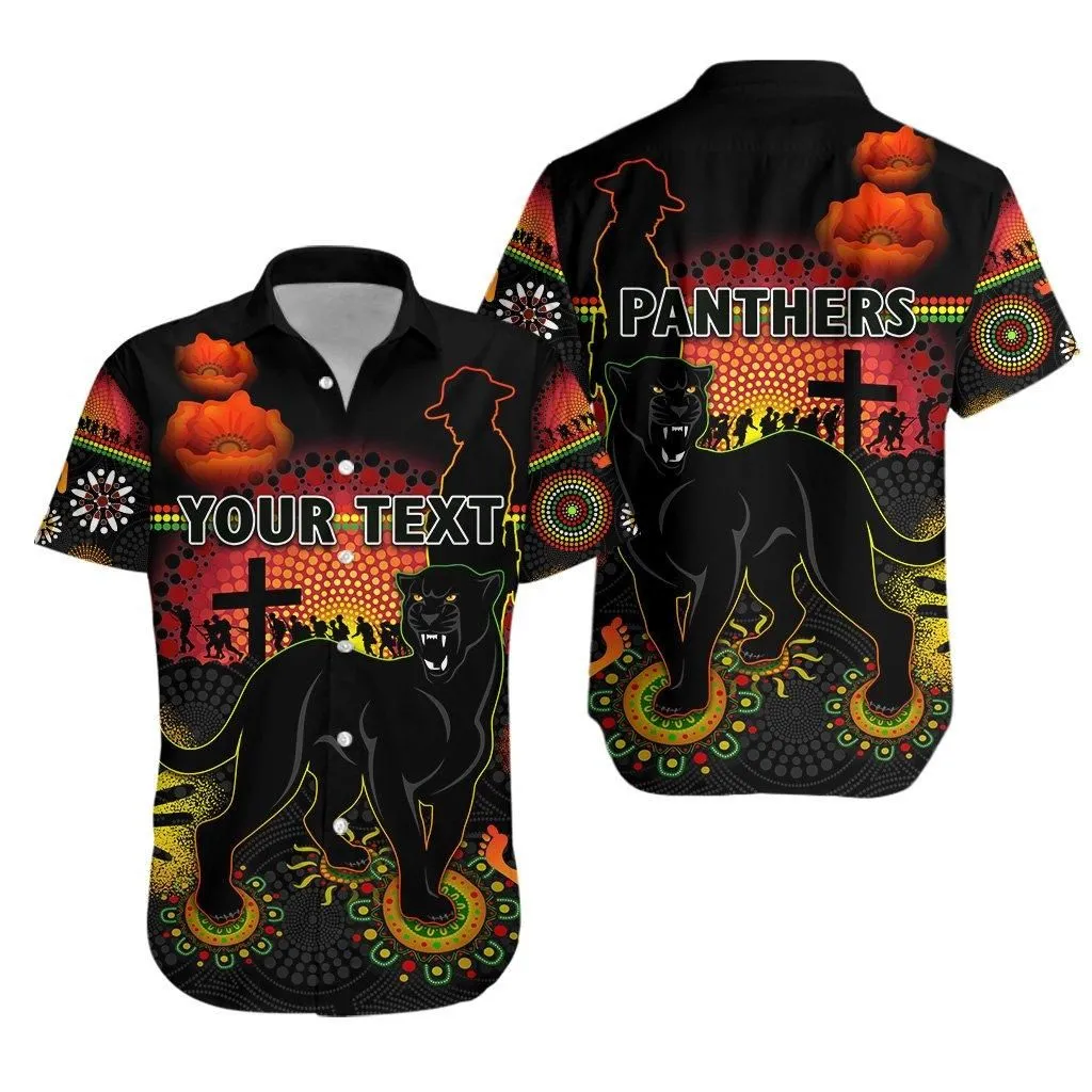 (Custom Personalised) Penrith Hawaiian Shirt Indigenous Panthers Anzac Day Lest We Forget_1
