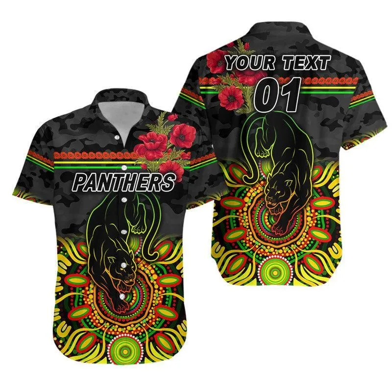 (Custom Personalised) Penrith Panthers Anzac 2022 Hawaiian Shirt Indigenous Vibes   Black Lt8_1