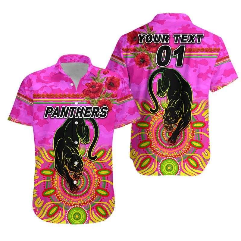 (Custom Personalised) Penrith Panthers Anzac 2022 Hawaiian Shirt Indigenous Vibes   Pink Lt8_1