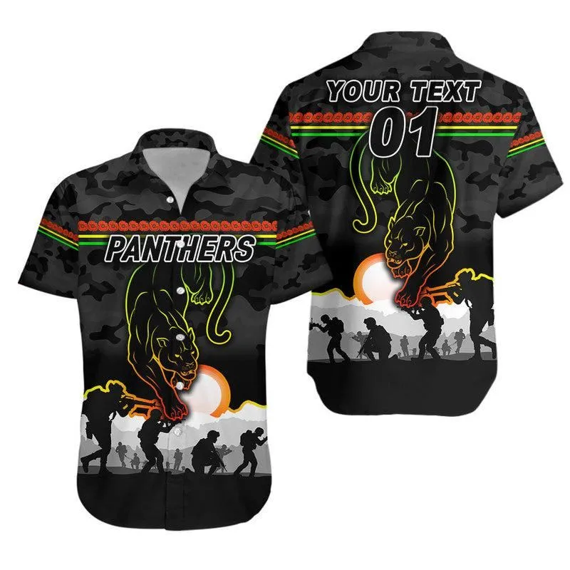 (Custom Personalised) Penrith Panthers Anzac 2022 Hawaiian Shirt Simple Style   Black Lt8_1