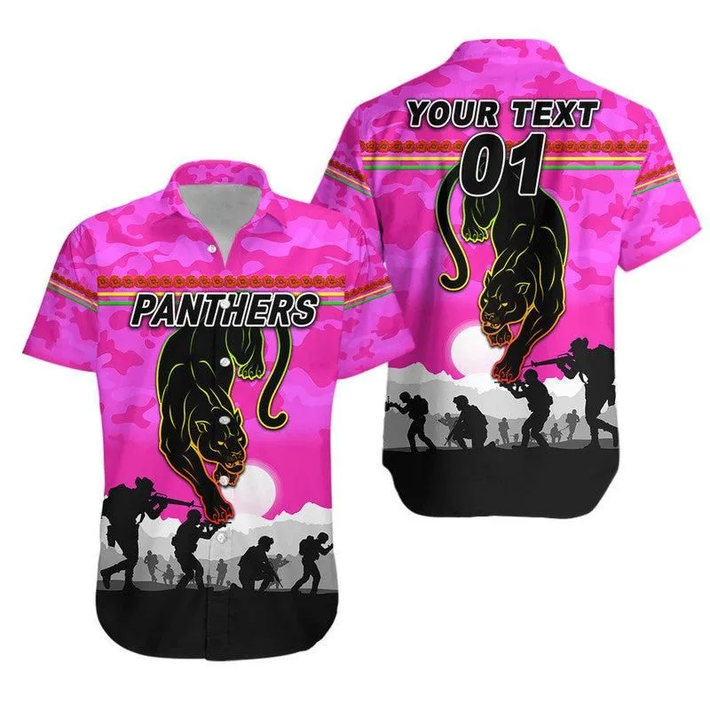 (Custom Personalised) Penrith Panthers Anzac 2022 Hawaiian Shirt Simple Style   Pink Lt8_1