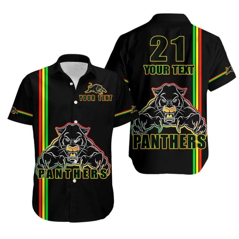 (Custom Personalised) Penrith Panthers Hawaiian Shirt Angry Panther Simple Style Lt9_0
