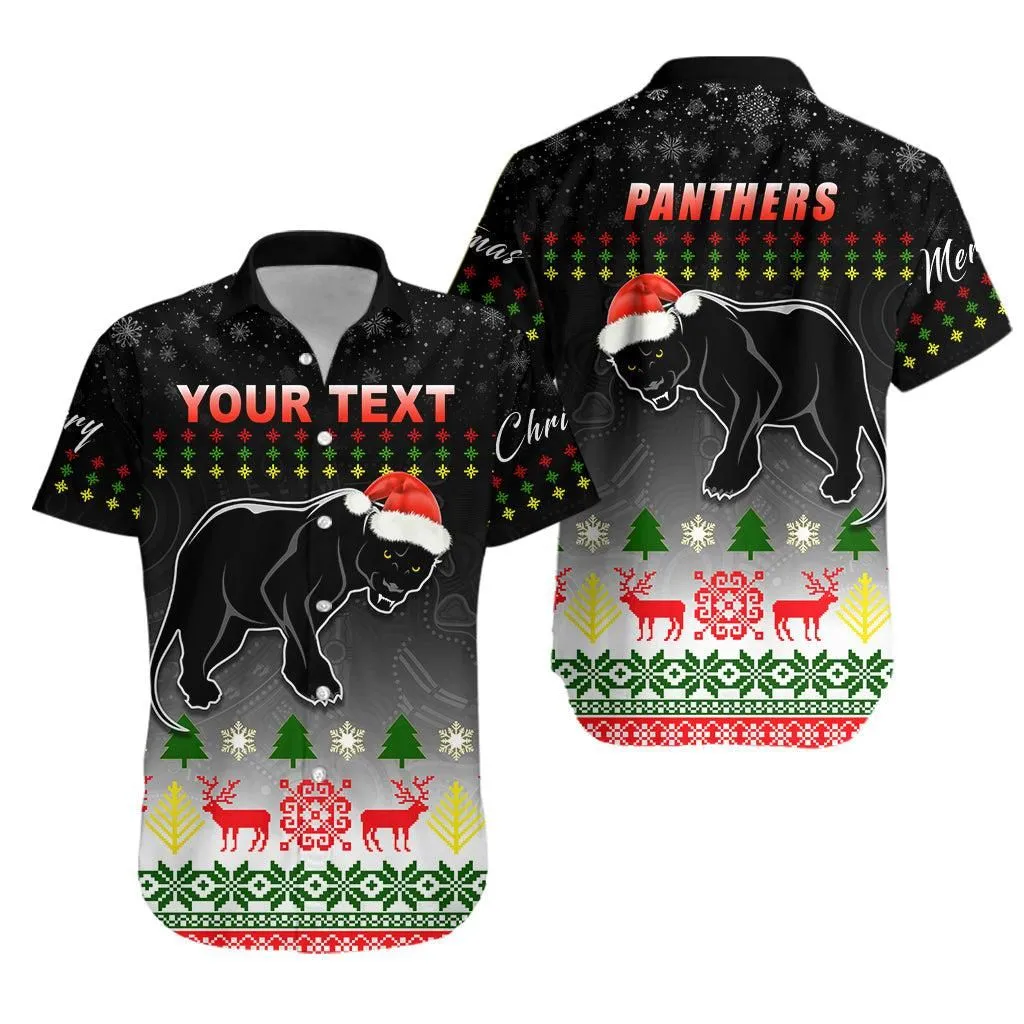 (Custom Personalised) Penrith Panthers Hawaiian Shirt Merry Christmas 2021 Indigenous Lt13_1